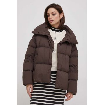 Blauer geaca de puf femei, culoarea maro, de iarna, oversize