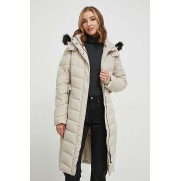 Pepe Jeans geaca femei, culoarea bej, de iarna