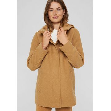 Jacheta din amestec de lana - cu gluga