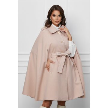 Capa Ginette roz cu cordon in talie