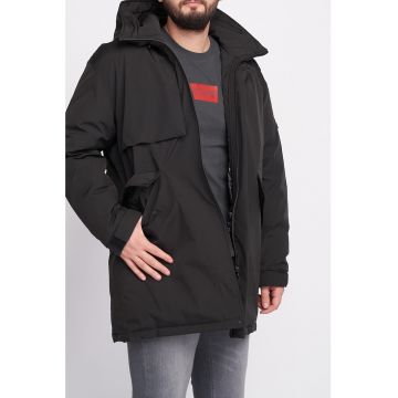 Geaca parka cu vatelina si gluga - Negru