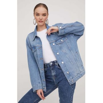 HUGO geaca jeans femei, de tranzitie, oversize