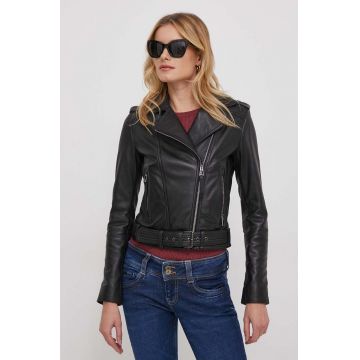 Joop! geaca ramones de piele femei, culoarea negru, de tranzitie