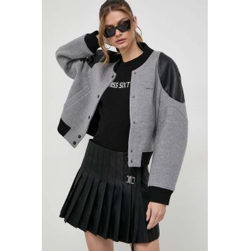 Miss Sixty jacheta bomber din lana culoarea gri, de tranzitie