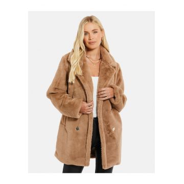 Palton din blana sintetica Wollmantel 5881 - Maro deschis