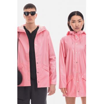 Rains geacă Essential Jacket culoarea roz, de tranzitie, oversize 12010-PINK.SKY