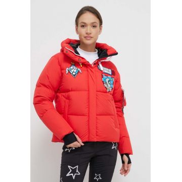 Rossignol geaca de puf x JCC femei, culoarea rosu, de iarna, oversize