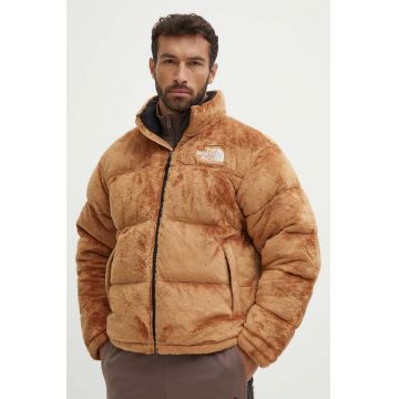 The North Face geacă de puf Versa Velour Nuptse bărbați, culoarea maro, de iarnă, oversize, NF0A84F7I0J1