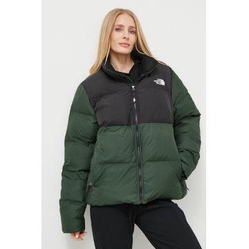 The North Face geaca femei, culoarea verde, de iarna