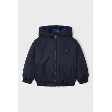 Geaca cu blana sintetica - Alb/Bleumarin