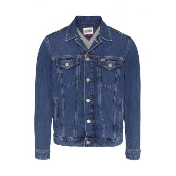 Jacheta de denim cu buzunare cu clapa