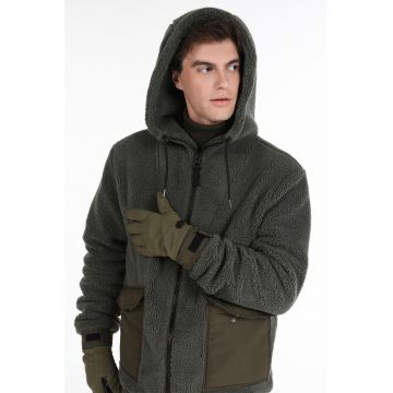 Jacheta din material fleece cu gluga Jacheta din material fleece cu gluga