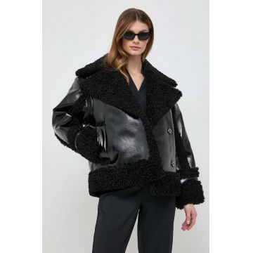 Karl Lagerfeld geaca femei, culoarea negru, de tranzitie, oversize