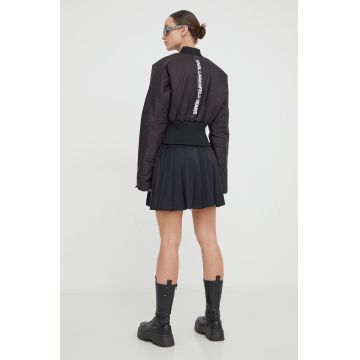 Karl Lagerfeld Jeans geaca bomber femei, culoarea negru, de iarna, oversize