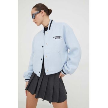 Tommy Jeans jacheta bomber din amestec de lana de tranzitie