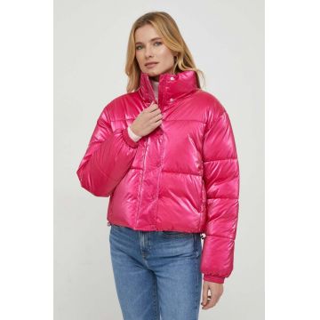 United Colors of Benetton geaca femei, culoarea roz, de iarna, oversize