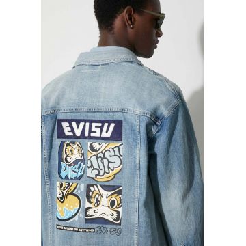 Evisu geacă din denim bărbați, de tranziție, oversize