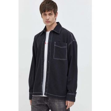 G-Star geacă cu aspect de cămașă culoarea negru, de tranzitie