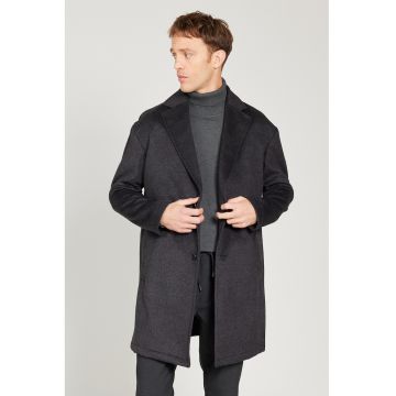 Palton cu revere decupate - Gri antracit