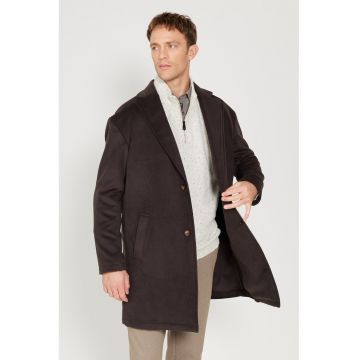 Palton cu revere decupate - Maro inchis