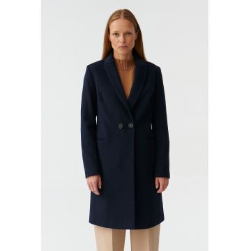 Palton din amestec de lana Sowia - Bleumarin