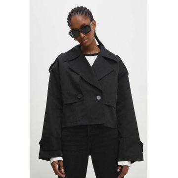 Answear Lab geaca femei, culoarea negru, de tranzitie, oversize