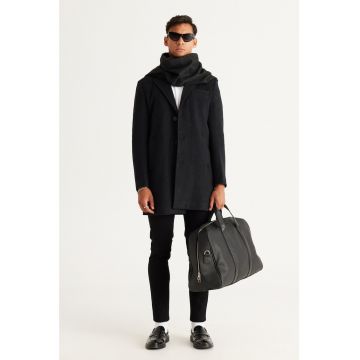 Palton scurt din amestec de lana - Negru stins