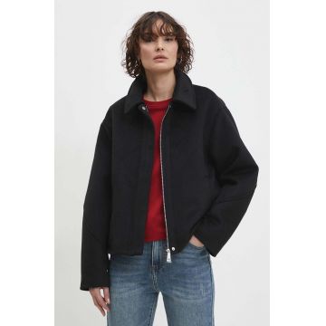 Answear Lab geaca femei, culoarea negru, de tranzitie, oversize