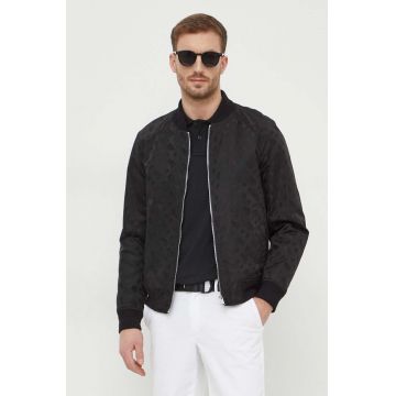 BOSS geaca bomber barbati, culoarea negru, de tranzitie