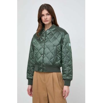 Boss Orange geaca bomber femei, culoarea verde, de tranzitie, oversize