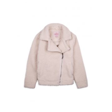 Jacheta de blana shearling cu buzunare oblice