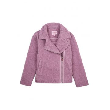 Jacheta de blana shearling cu buzunare oblice