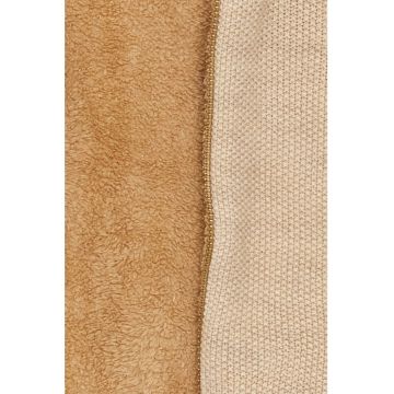 Jacheta tricotata fin cu gluga si captuseala de blana shearling sintetica