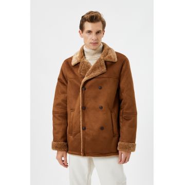 Palton cu doua randuri de nasturi - Maro scortisoara