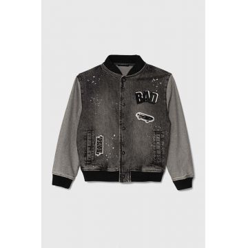 Sisley geaca bomber pentru copii culoarea negru