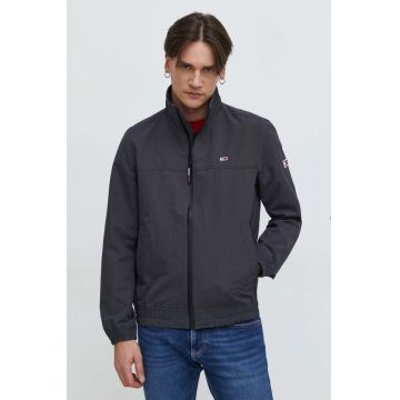 Tommy Jeans geaca barbati, culoarea gri, de tranzitie