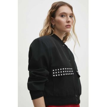 Answear Lab geaca bomber femei, culoarea negru, de tranzitie