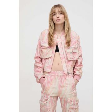 Diesel geaca bomber femei, culoarea roz, de tranzitie, oversize