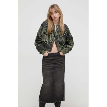 Diesel geaca bomber femei, culoarea verde, de tranzitie, oversize