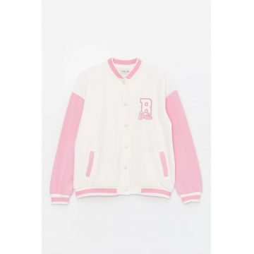 Jacheta bomber cu tematica cu Barbie si buzunare oblice