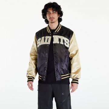 Bomber New Era New Orleans Saints NFL Satin Bomber Jacket UNISEX Black/ Vegas Gold