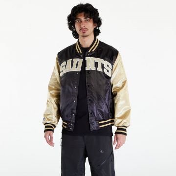 New Era New Orleans Saints NFL Satin Bomber Jacket UNISEX Black/ Vegas Gold