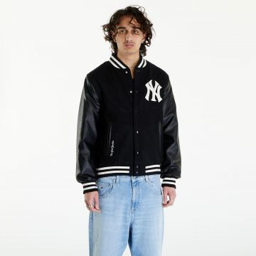 Bomber New Era New York Yankees MLB World Series Varsity Jacket UNISEX Black/ Off White