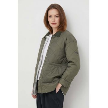 Pepe Jeans geaca cu doua fete femei, culoarea verde, de tranzitie