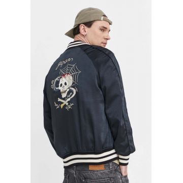 Superdry geaca bomber barbati, culoarea negru, de tranzitie