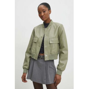 Answear Lab geaca bomber femei, culoarea verde, de tranzitie