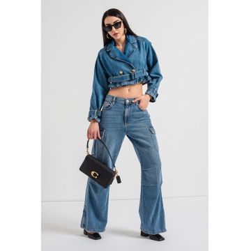 Jacheta din denim cu model trenci - Albastru