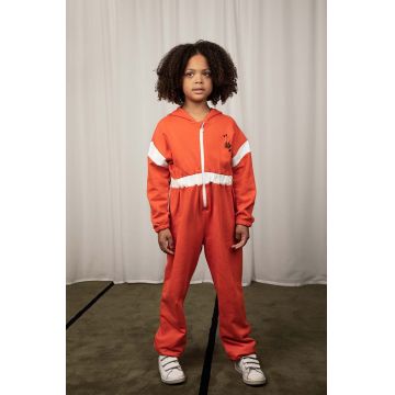 Mini Rodini salopetă din bumbac pentru copii Weight lifting culoarea roșu