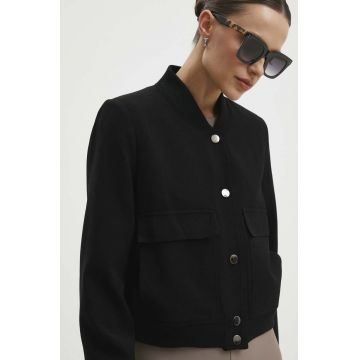 Answear Lab geaca bomber femei, culoarea negru, de tranzitie