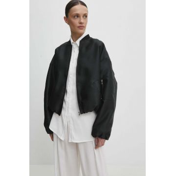 Answear Lab geaca bomber femei, culoarea negru, de tranzitie